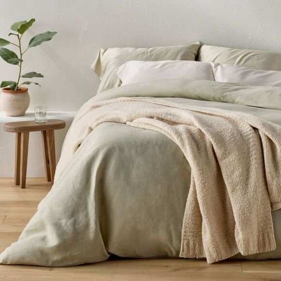 Casaluna -  Boucle Wool-Blend Blanket for Bedroom Nat Natural - Picture 4 of 4